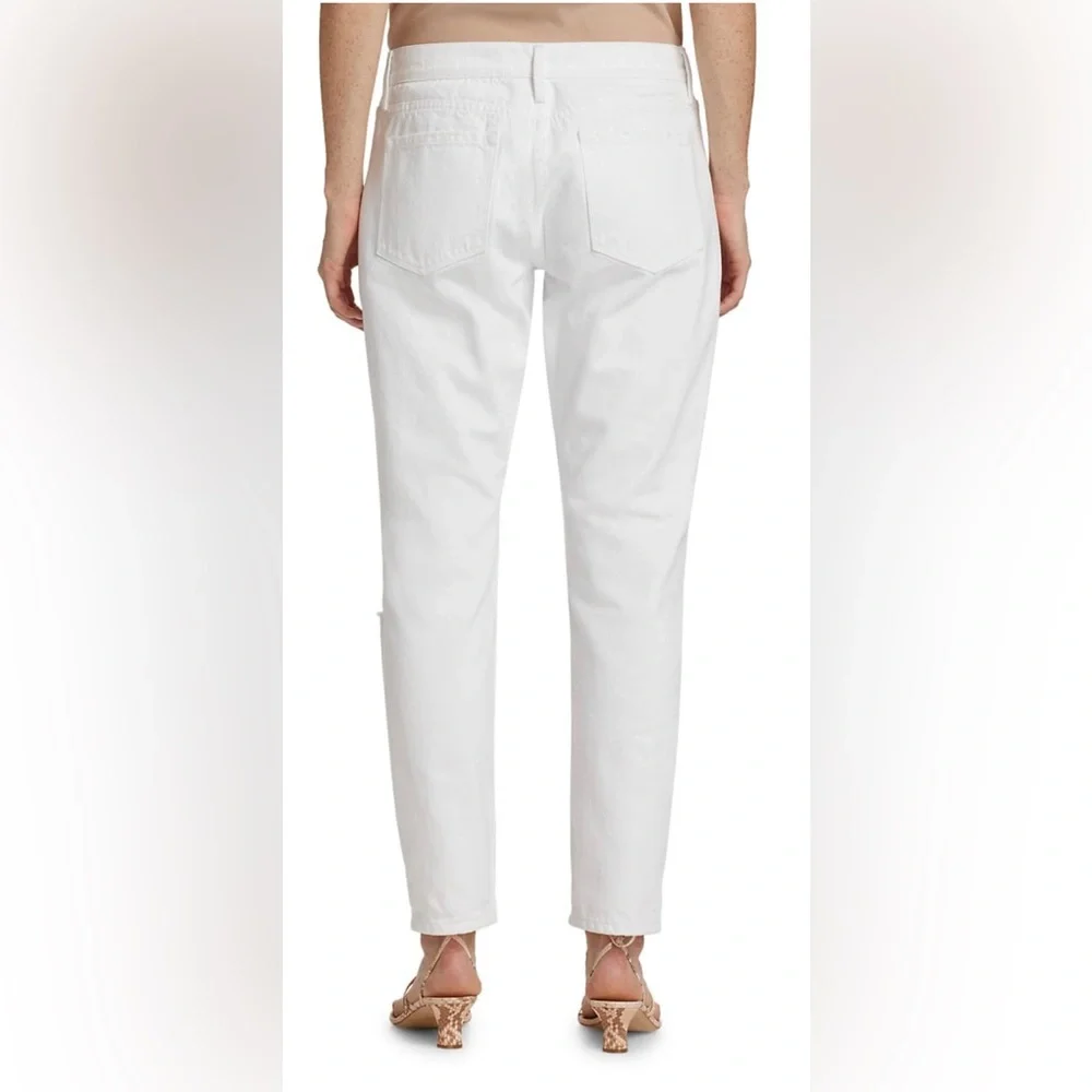 Frame Mid-Rise Distressed Boyfriend White Jeans Size 27 (4) NWT - Picture 5 of 12